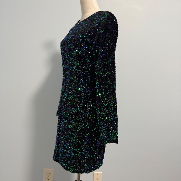 Boohoo Women’s Velvet Sequin Bodycon Mini Party Emerald Dress Size 10 - Picture 4 of 11